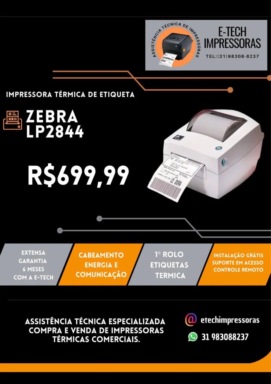 IMPRESSORA TÉRMICA ZEBRA LP2844 (GARANTIA 6 MESES) - Periféricos e