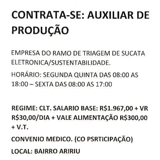 Auxiliar de produção