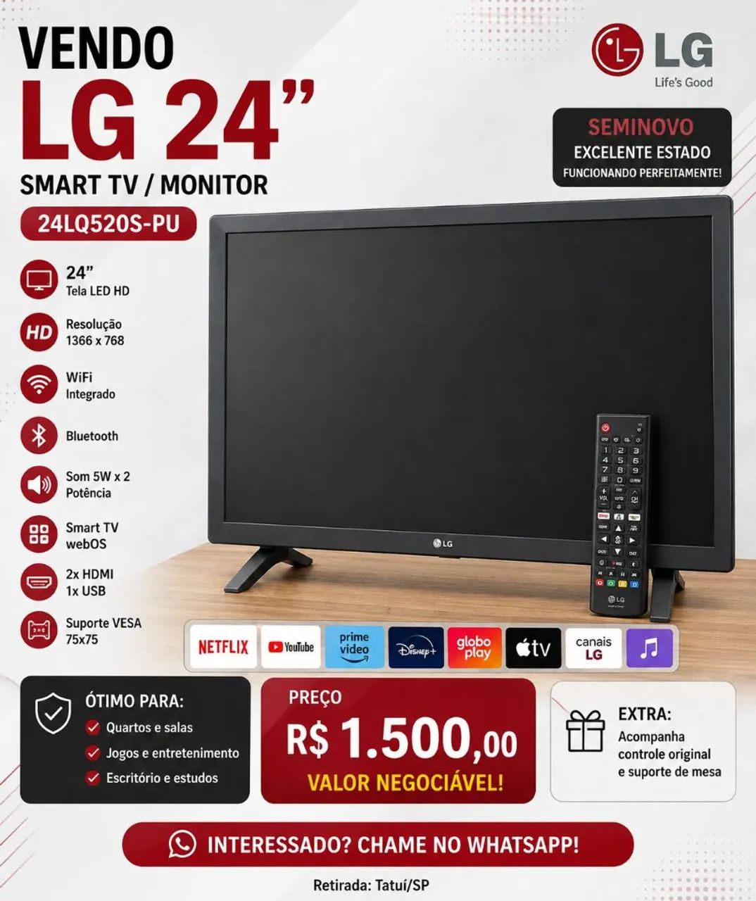 SmartTV/Monitor LG 24'