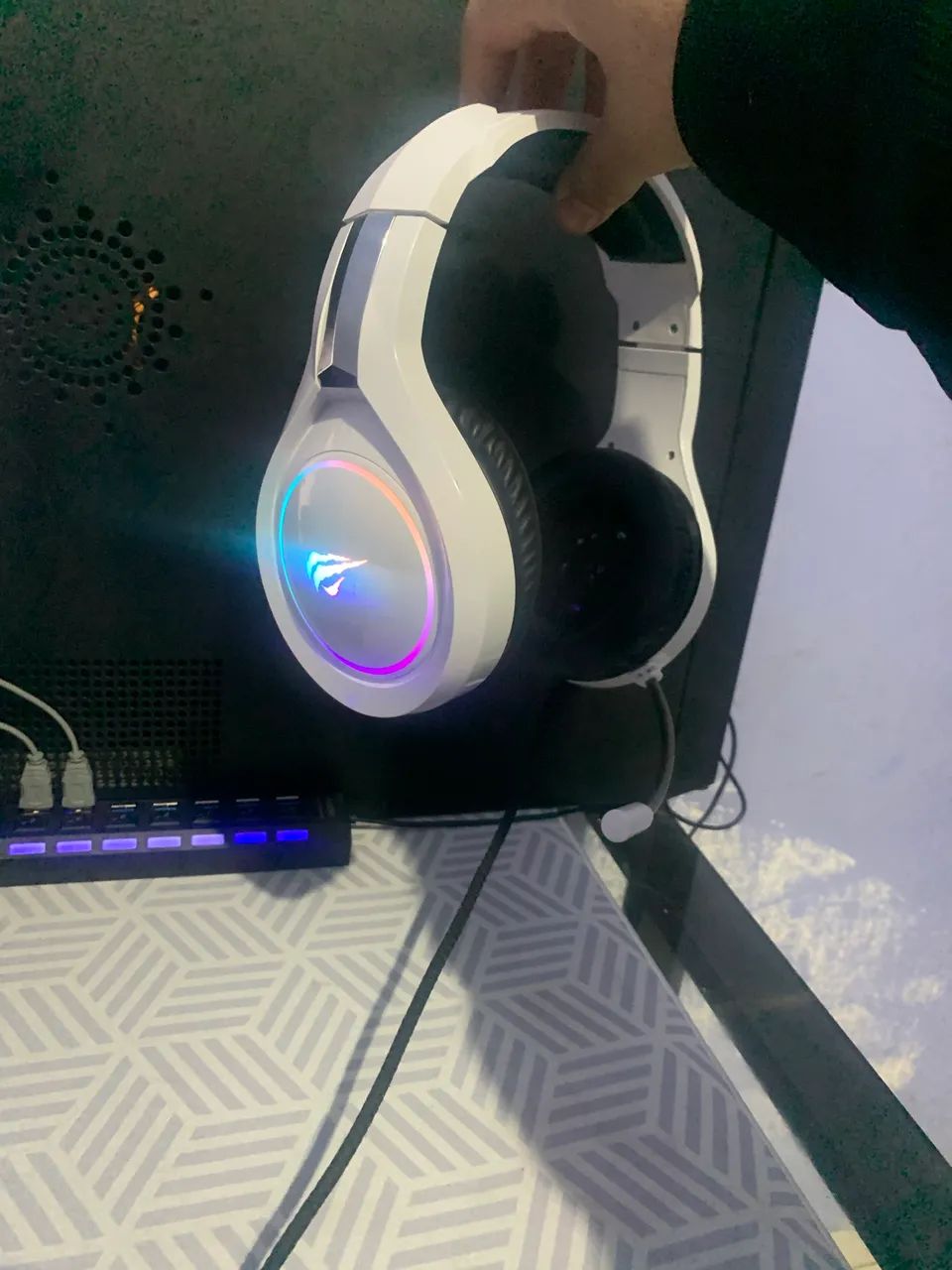 Headset Gamer Havit Gamenote H2232d RGB Branco - Foto 5