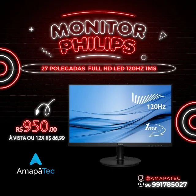 Monitor 27" Philips LED 120hz  1ms