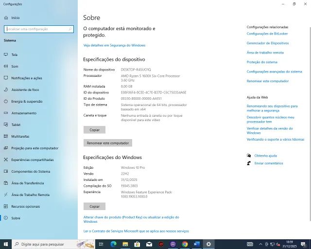 Gabinete CPU Gamer RYZEN 5 1600X Six Core / 8GB RAM ddr4 / ssd 240gb R$ = 1.292,00 - Foto 6