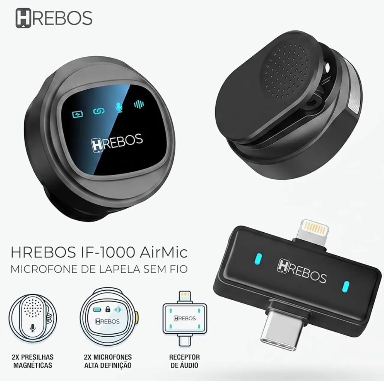 Microfone Sem Fio Hrebos AirMic IF-1000? para Android e iPhone  - Foto 3