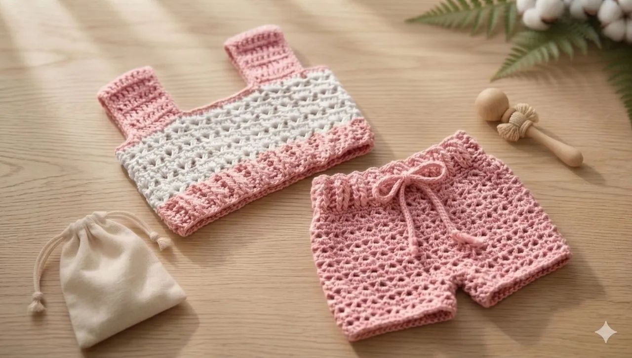 Conjunto de crochê 0 a 3 meses 