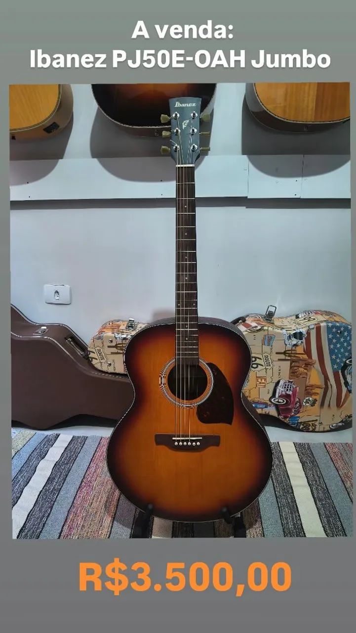Violão elétrico Ibanez PJ50E-OAH Jumbo 