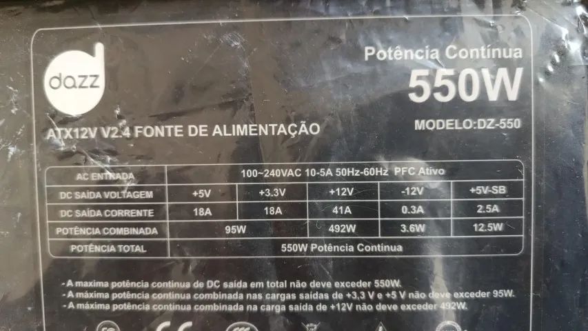 Fonte Gamer Dazz rop 550w 80 plus bronze  - Foto 3