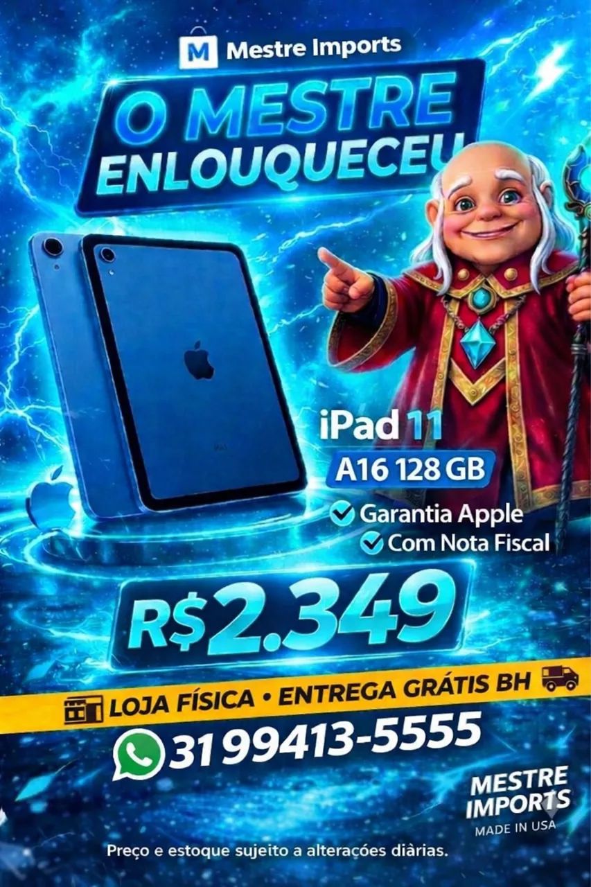 iPad 11 A16 128GB NOVO Garantia Apple Nota Fiscal Entrega BH