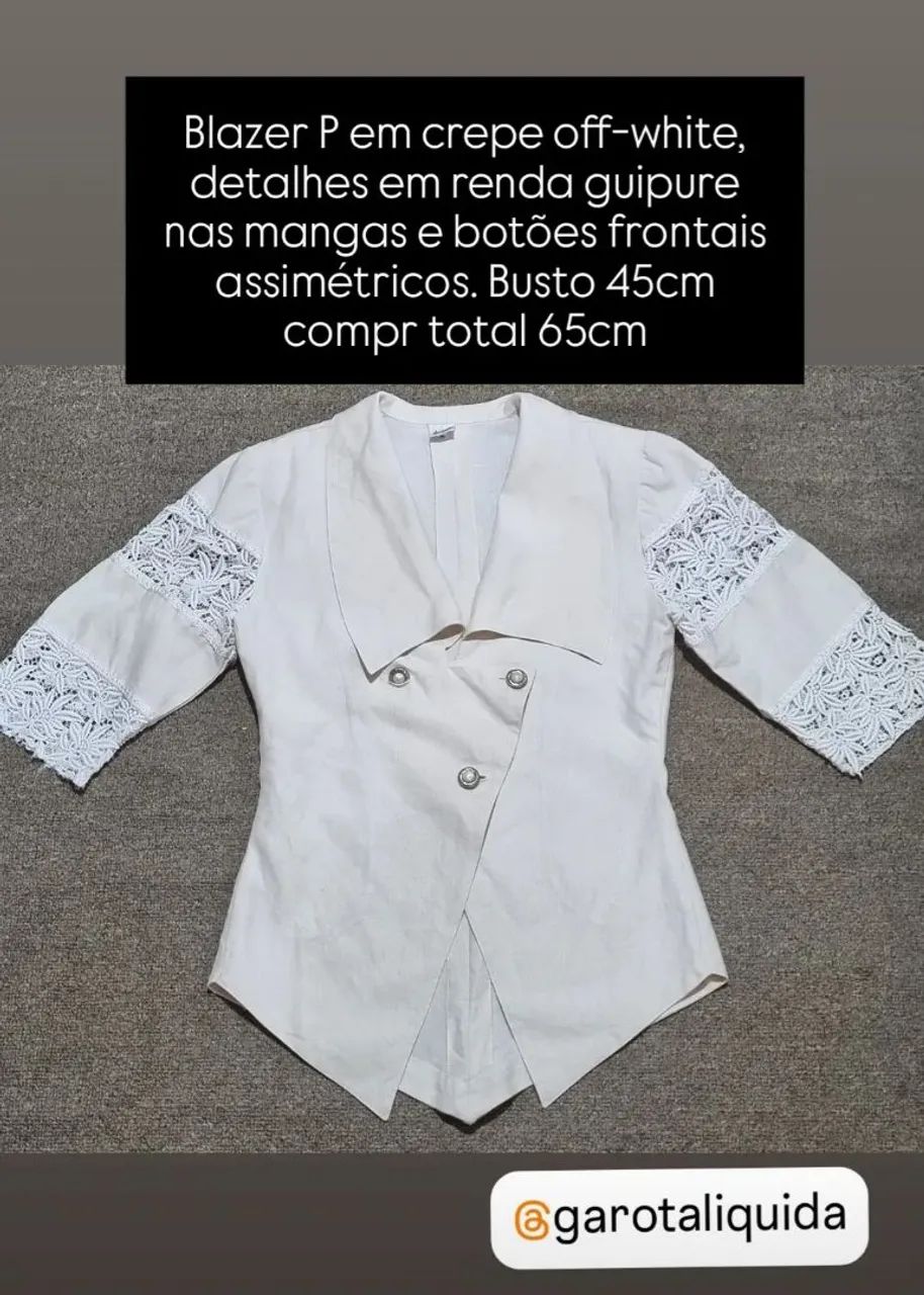 Blazer P off-white com gripir nas mangas