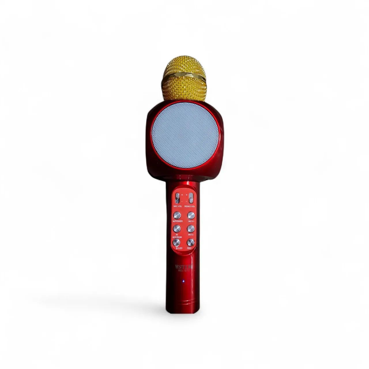 Microfone Karaokê WS-1816 c/ Luzes LED - Bluetooth, Gravador e Modificador de Voz