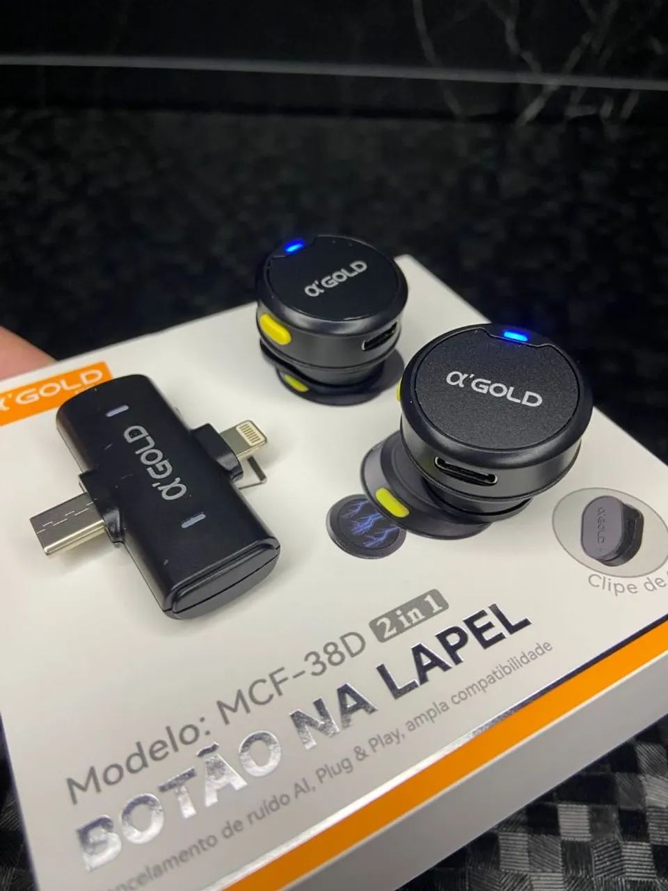 Microfone de lapela sem fio - tipo C e Lightning- chama  - Foto 2