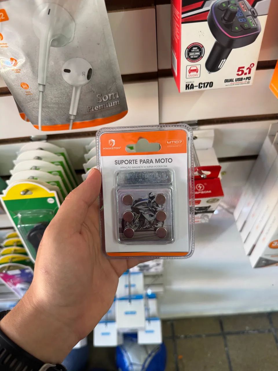 Suporte de celular para moto com ímã 