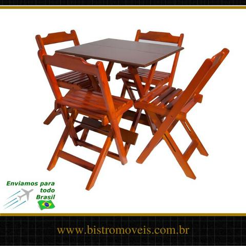 Conjunto Mesa Bar Dobravel 70x70 - Madeira - Resistente a Umidade