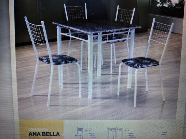 Jogo Ana Bela de mesa com tampo de granito e 4 cadeiras estofadas em promoção de fabrica - Foto 2