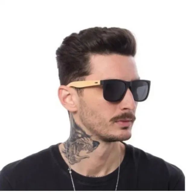 Óculos De Sol Justin Bambu Hastes Estilo Madeira Com Uv400 Pronta Entrega 