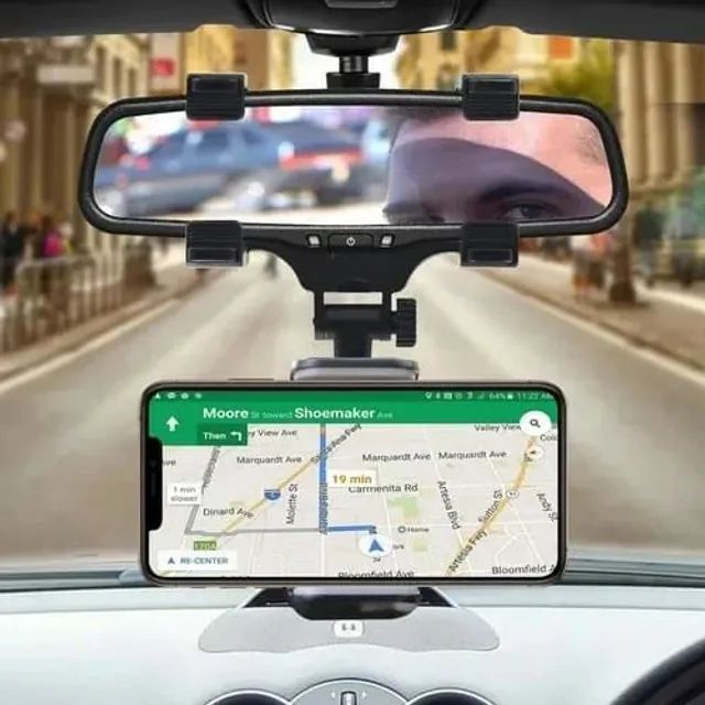 Suporte Veicular Para Celular Retrovisor De Carro Universal 360 graus  - Foto 4