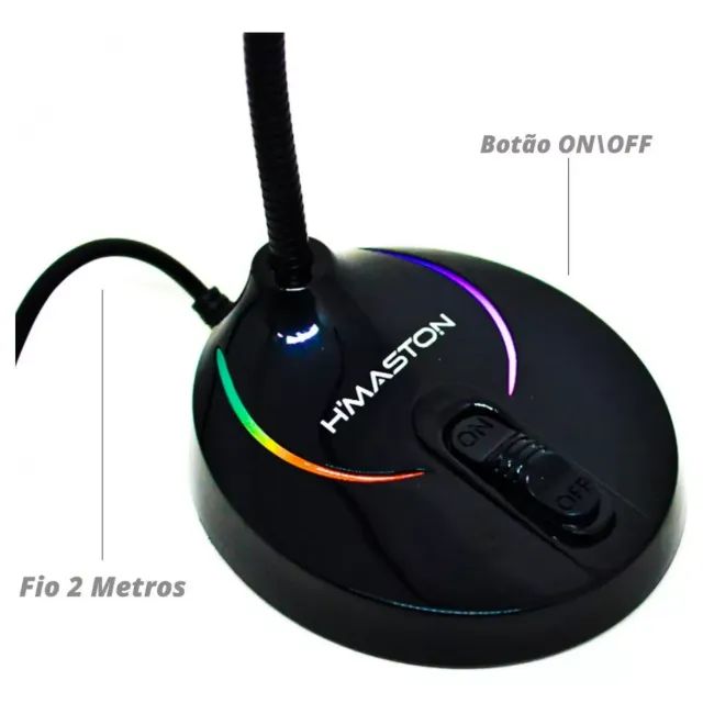 Microfone Gamer USB com Led RGB Profissional Pc e Notebook - Foto 3