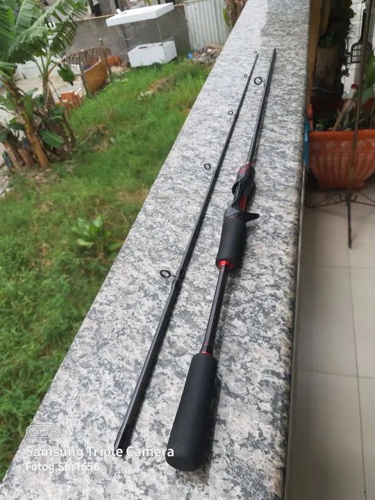 Vara de pesca carnono 6'0 ,casting 6/17 arrasto 17lbs molinete - Foto 6