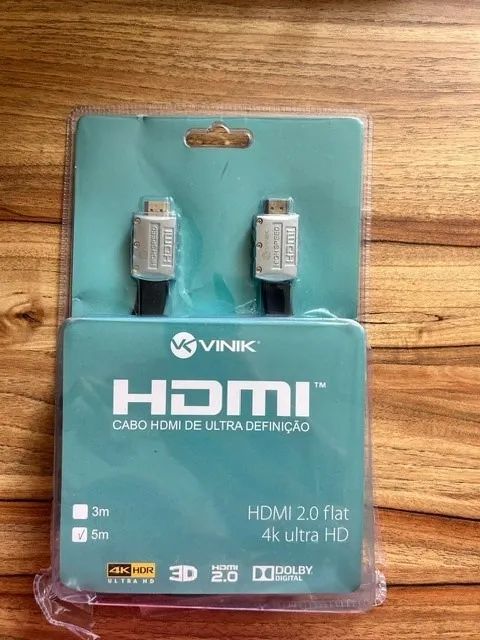 Cabo Hdmi Vinik 2.0 4k Ultra Hd 3d 5 Metros Flat Conector Desmontável