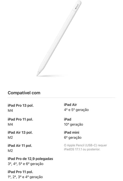 Apple Pencil (USB-C) para iPad, iPad Mini, iPad Air e iPad Pro - Nova e Lacrada - Foto 4