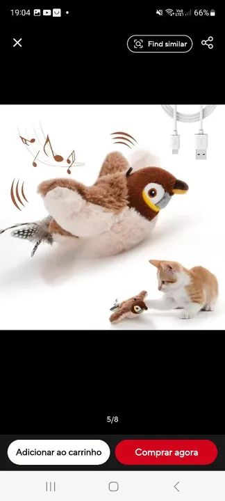 Passarinho recarregável de Pelúcia Interativo para Gatos  - Foto 4