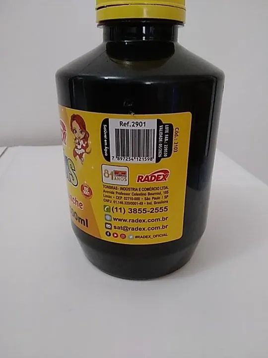 Tinta Guache Escolar Radex Pote 500ml Preto - Foto 3