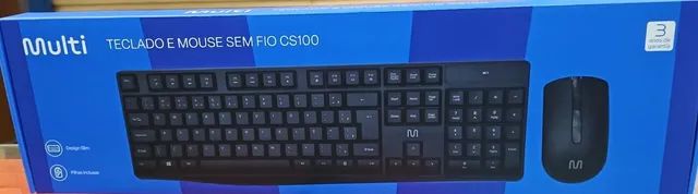 Kit Teclado e Mouse sem Fio Cs100 Slim 12 Teclas Multimídia 2,4ghz USB 1600DPI Preto