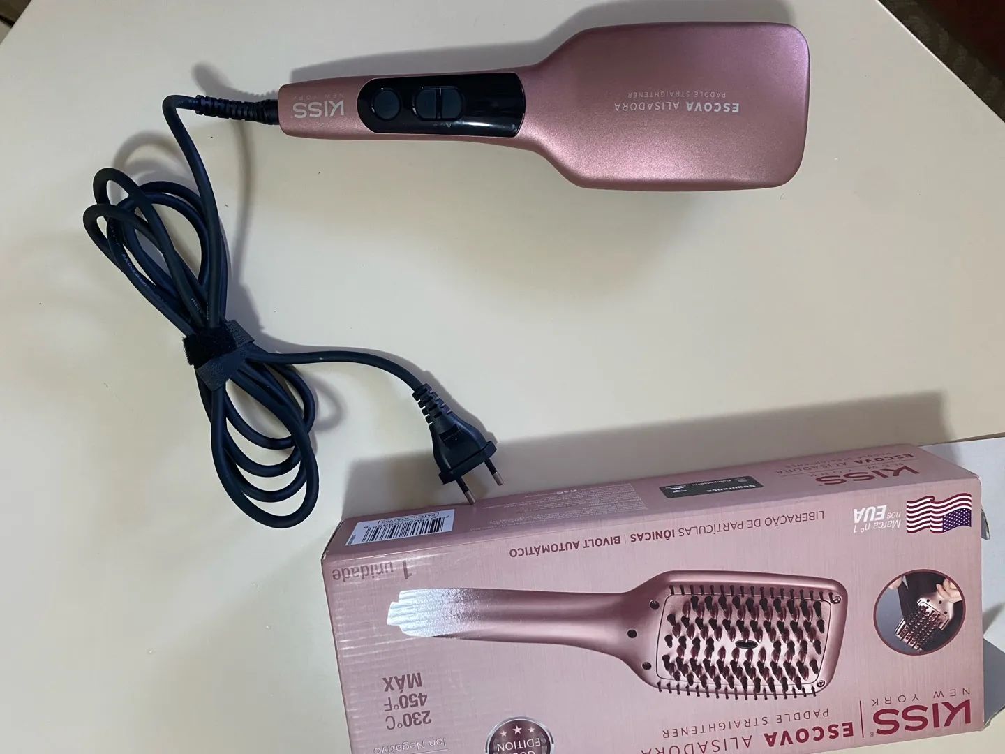 Kiss Escova Alisadora Paddle Arraiga-te Re - Gold Edition