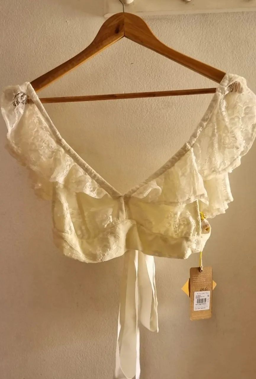 Top em renda offwhite M novo - Foto 2