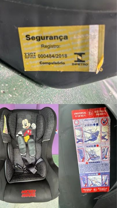 Cadeirinha de Carro Infantil Disney Mickey Mouse