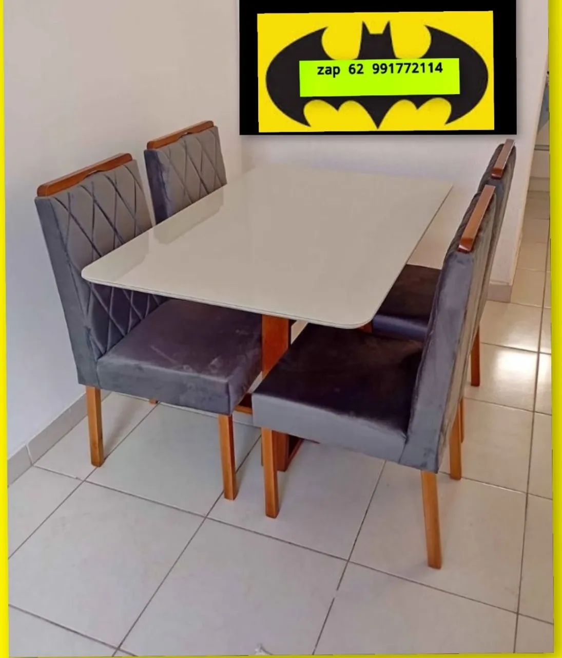 Mesa de Jantar com 4 cadeiras MADEIRA 1.20X80 MACIÇA 