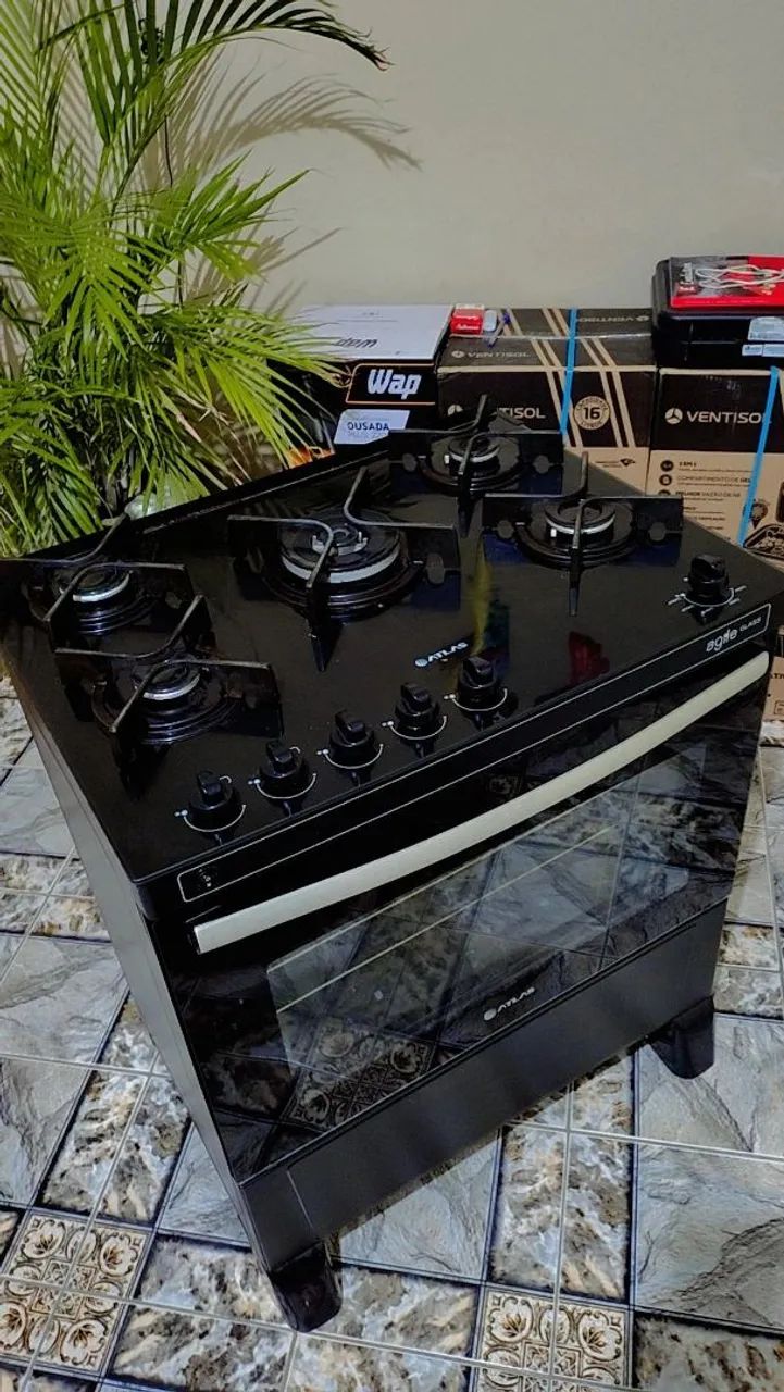 Fogão Atlas 5 bocas de vidro funcionando perfeitamente muito lindo . - Foto 3