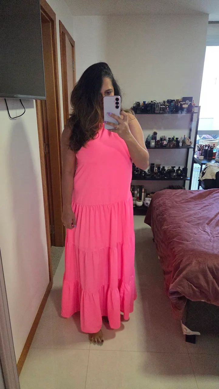 VESTIDO LONGO ROSA NEON - Foto 2