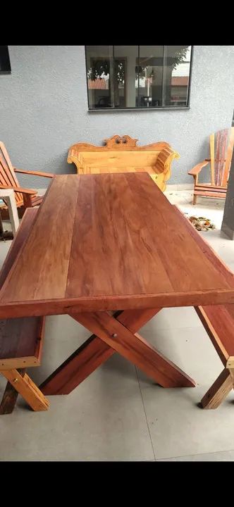 Mesa de madeira demolição em x - Foto 3