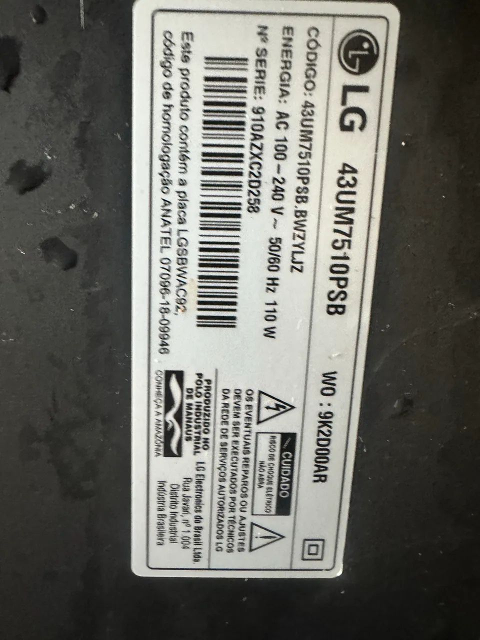 Tv LG 43UM7510PSB tela quebrada não tenho controle nem base  - Foto 5