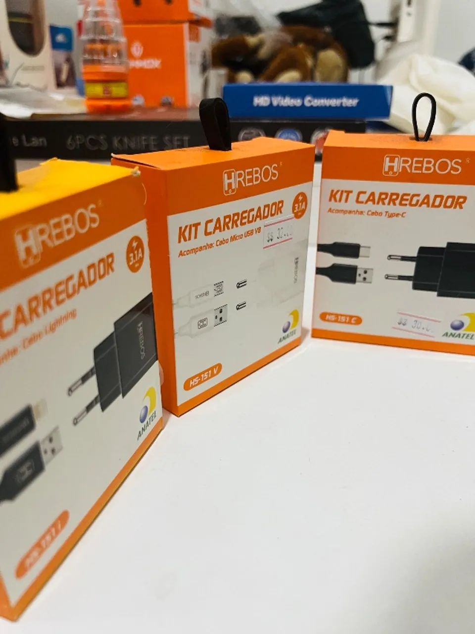 Carregador com Cabo V8 ou Tipo-C, Hrebos - Foto 2
