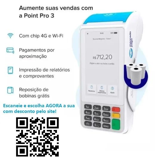 Maquininha Point Pro 3 - Sem Aluguel, Touchscreen, Wi-Fi e 4G? - Foto 4