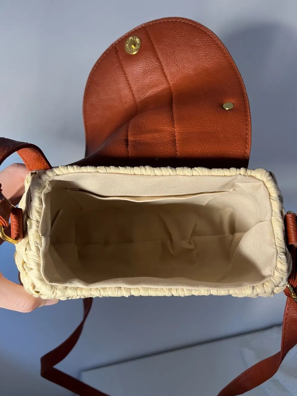 Bolsa de Mão em Palha e Couro Sintético - Foto 5