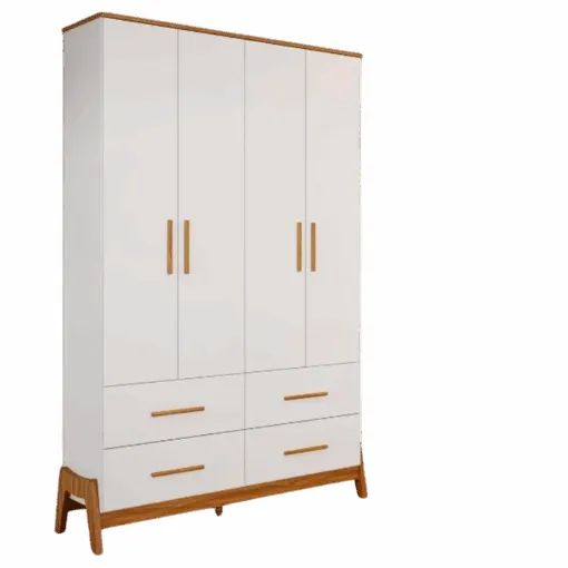 Guarda-Roupa 4 Portas Guti Retrô Branco Brilho/Amêndoa - PEROBA MÓVEIS - Foto 2