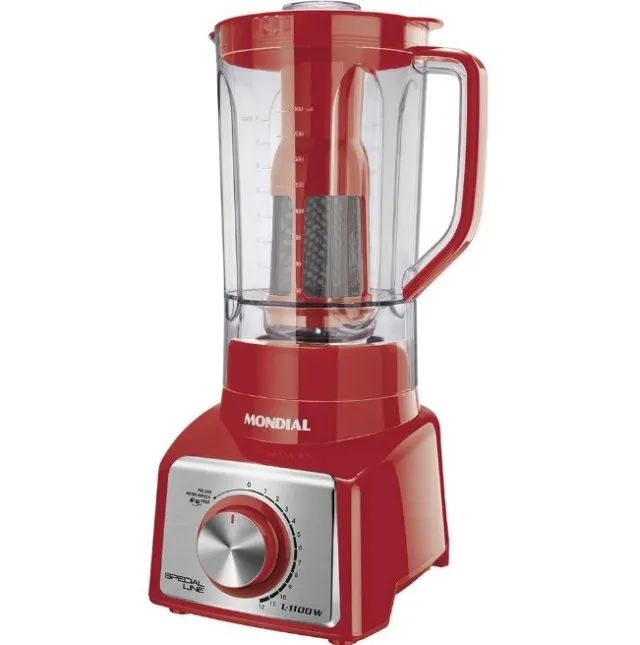 Liquidificador Mondial Special Line Inox Red, 1100W, 3Litros,12 Vel. c/filtro -110V (NOVO)