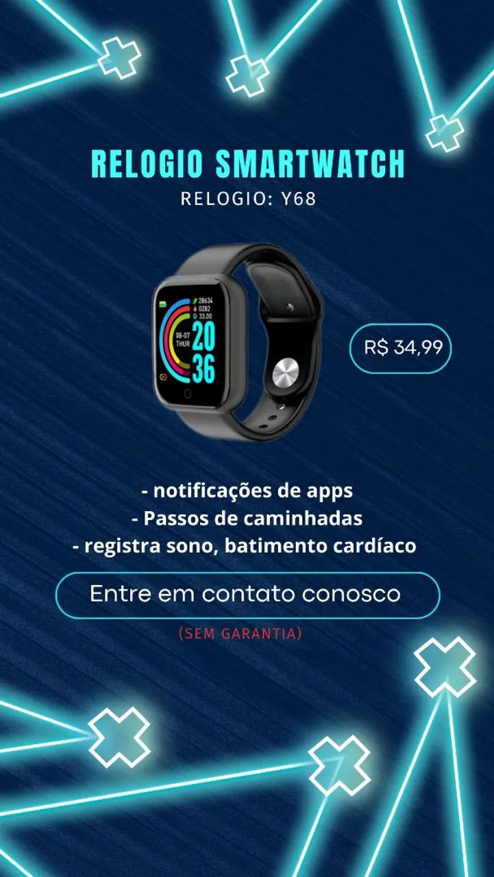 Smartwatch D20 com design moderno e diversas cores - Foto 3