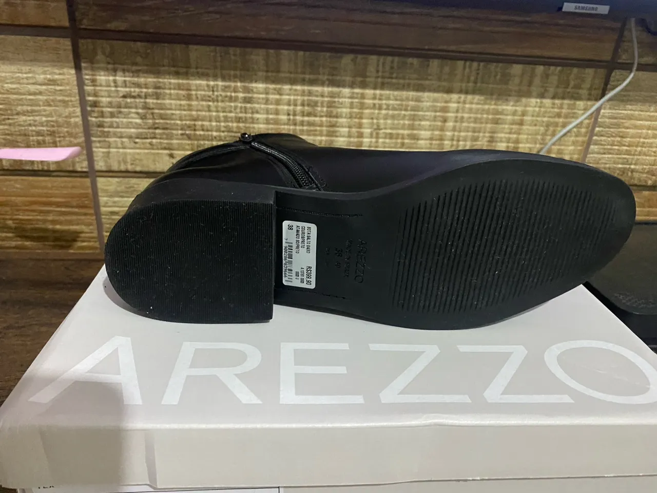 Bota Arezzo Couro Preto - Nova com Etiqueta