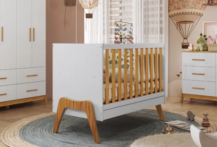 Berço Cama Americano Guti, 100% MDF - Peroba
