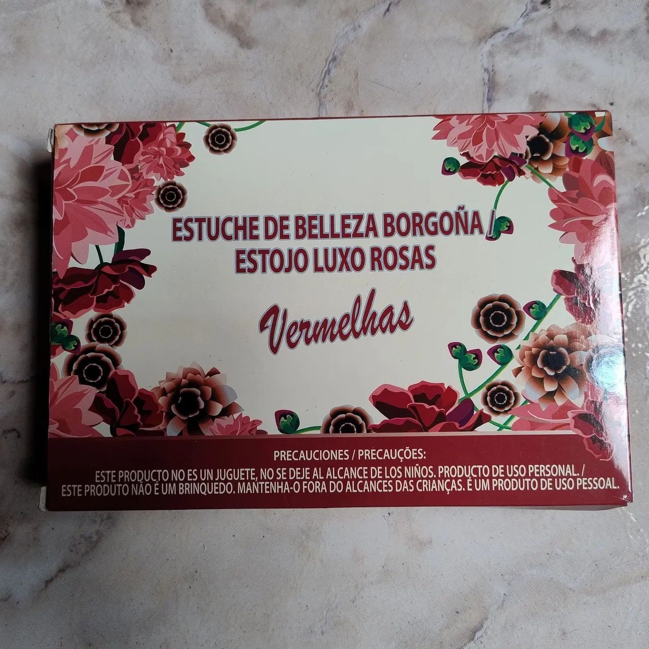 Estojo de Beleza Borgonha Luxo Rosas Vermelhas - Foto 2