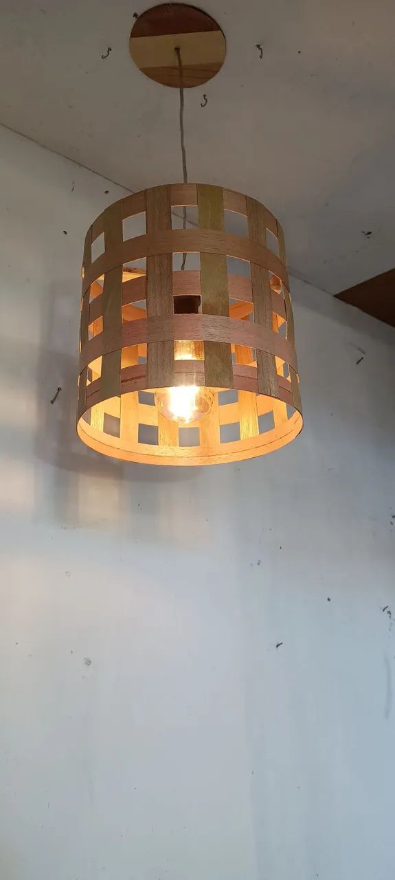 Luminária de Teto Artesanal em Madeira - Foto 3