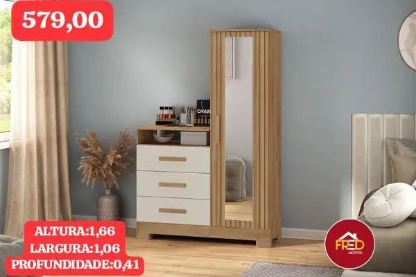 Roupeiro cômoda com espelho, entrega e monta, super promoção  - Foto 2