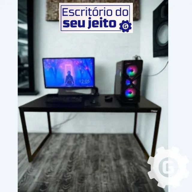 Escrivaninha Reforçada 1,5m NOVA Mesa Industrial Multiuso Computador Notebook Escritório  - Foto 4