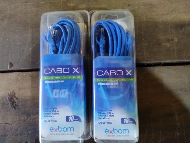 Kit 02 Cabo De Rede Azul 10 Metros   Rj45 Crimpado Cat5e 