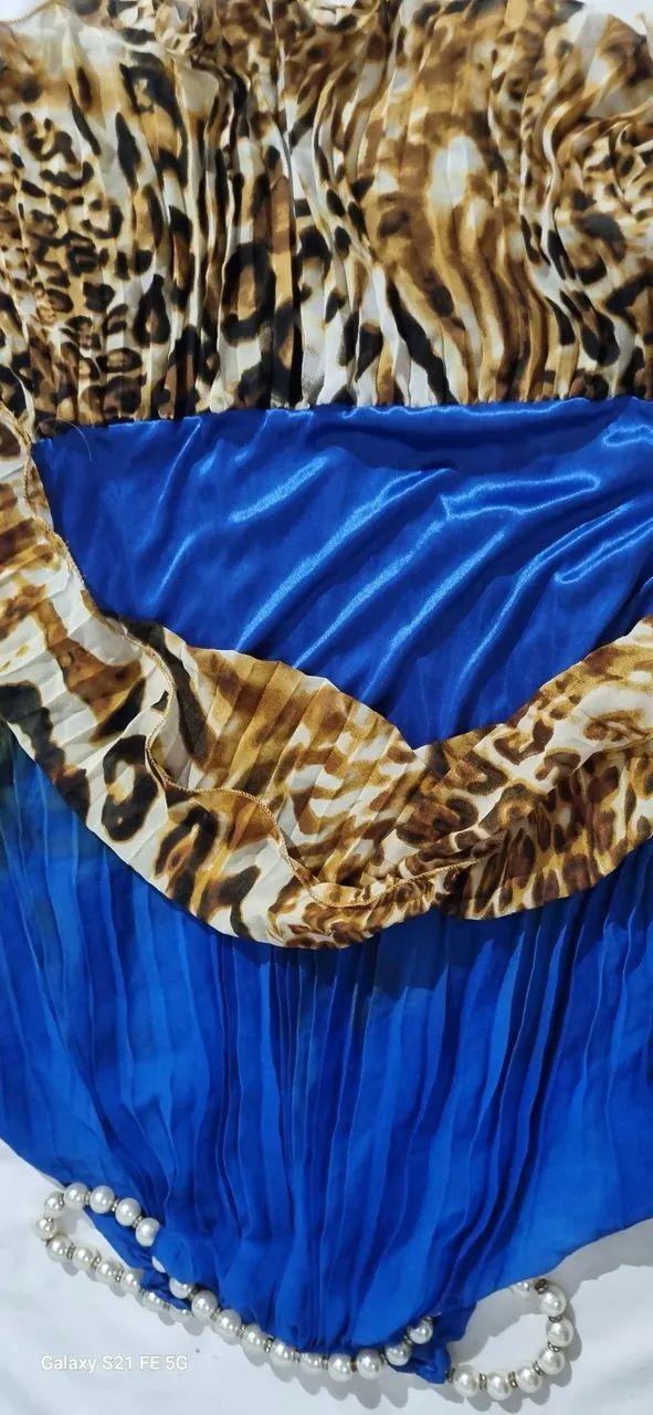 Vestido plissado M com gola em pérolas - Foto 3