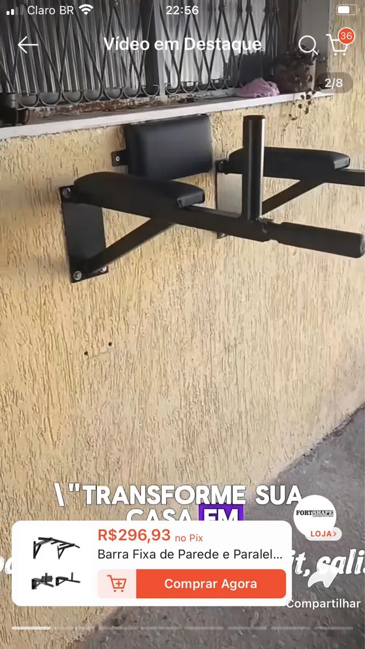 Barra fixa de parede pull up +paralela de abdominal  - Foto 2