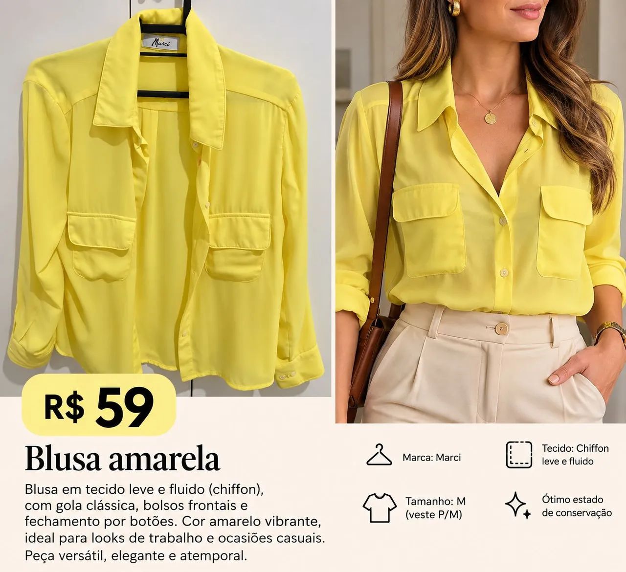 Camisa amarelo. 